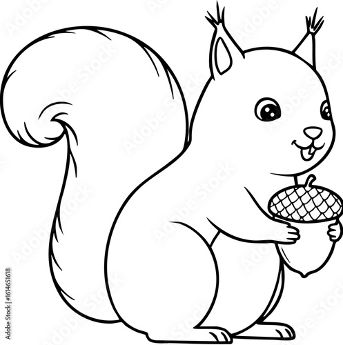 Smiling Squirrel Coloring Page