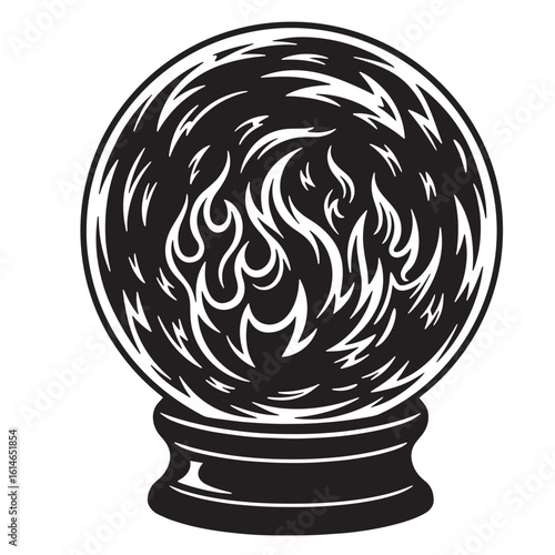 Vector illustration of a crystal ball showing flames perfect for magical themes