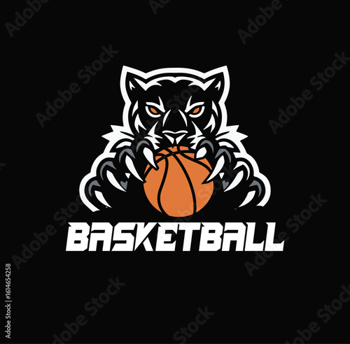  Aggressive Panther Basketball Mascot Logo Vector