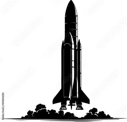 Detailed Space Shuttle Silhouette: Perfect for Science, Technology, Aerospace & Ambitious Themed Designs