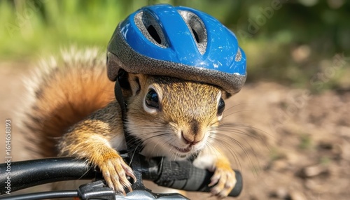 Mini technology adventure kids and a squirrel creature riding bikes in nature captivating fun and imagination