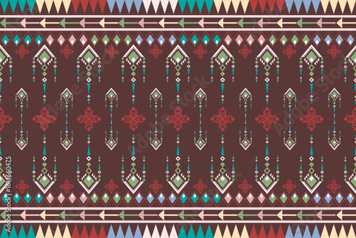Aztec geometric Navajo tribal ethnic boho texture ornament seamless pattern fabric colorful design vector for woven textile printing blanket rug carpet fashion.