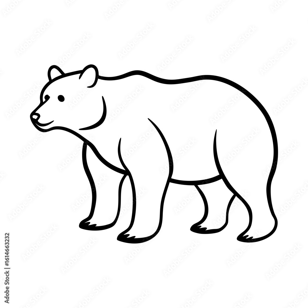 Obraz premium Bear Silhouette Vector Minimalist Black & Outline Wildlife Icons for Coloring, Tattoos & Nature Logos
