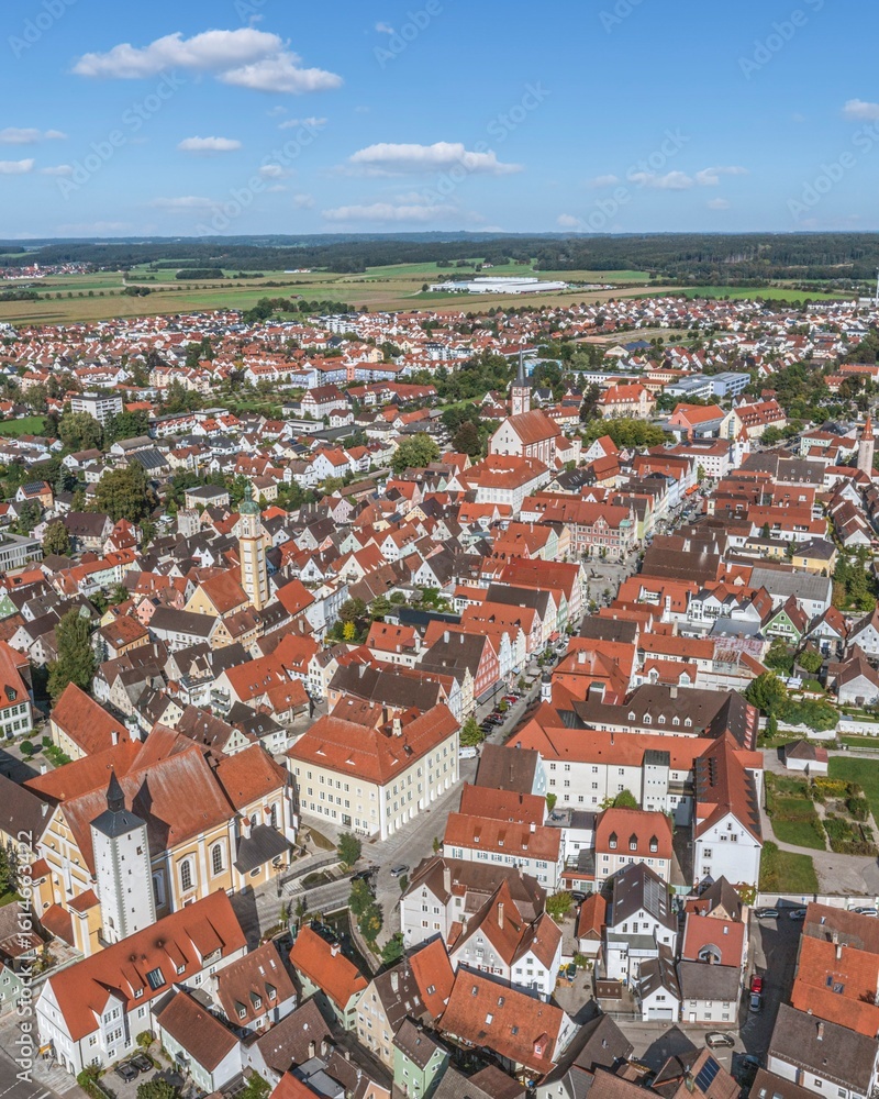 Obraz premium Mindelheim im schwäbischen Unterallgäu aus der Vogelperspektive