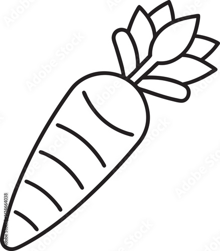 Carrot Set. Cartoon orange carrot isolated on a white background and black and white illustration. Vector icons of fresh root vegetables.
