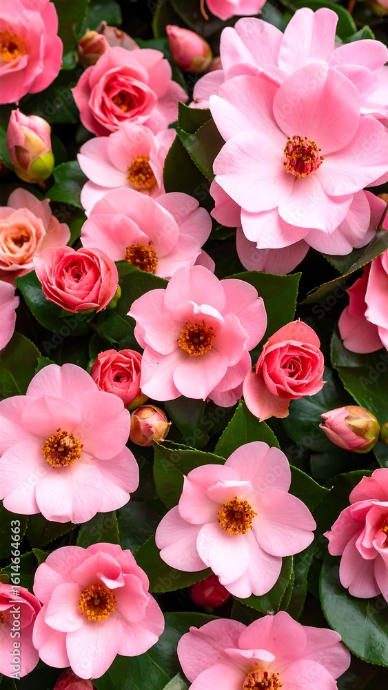 Fototapeta premium Close-up of many pink flowers