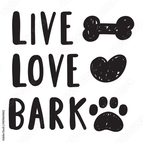 Live love bark. Banner design. Sketch style. Doodle. Vector hand drawn illustration on white background.
