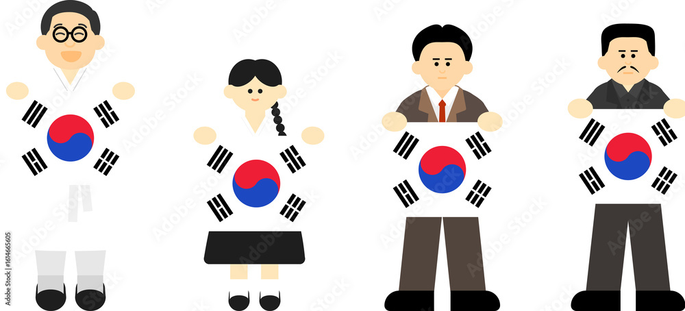 Fototapeta premium 광복절 태극기 인물
