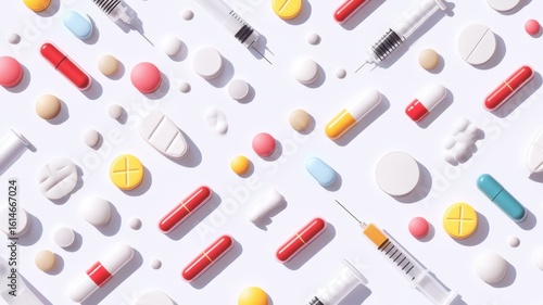 Cute cartoon syringe character smiling with big eyes and a cheerful face on a white background