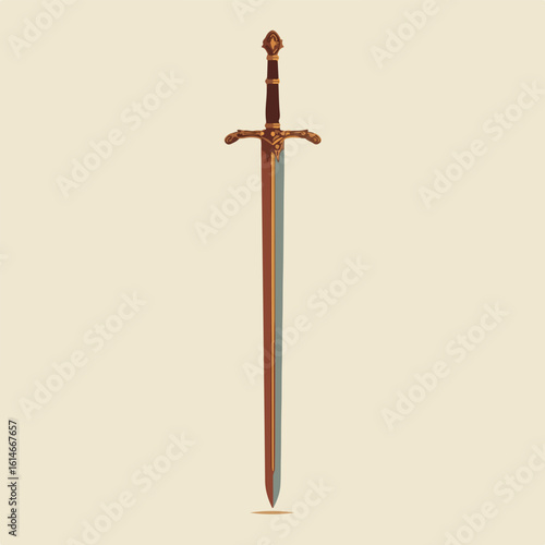 sword isolated in White Background, sword vector, Flat lay vector illustration