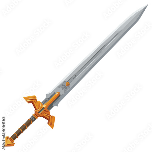 sword isolated in White Background, sword vector, Flat lay vector illustration
