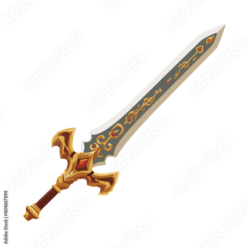 sword isolated in White Background, sword vector, Flat lay vector illustration