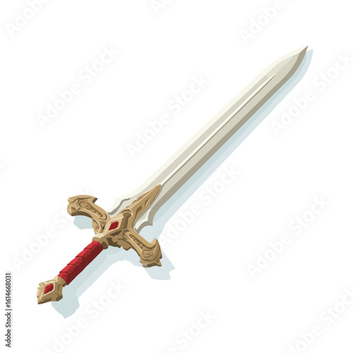 sword isolated in White Background, sword vector, Flat lay vector illustration