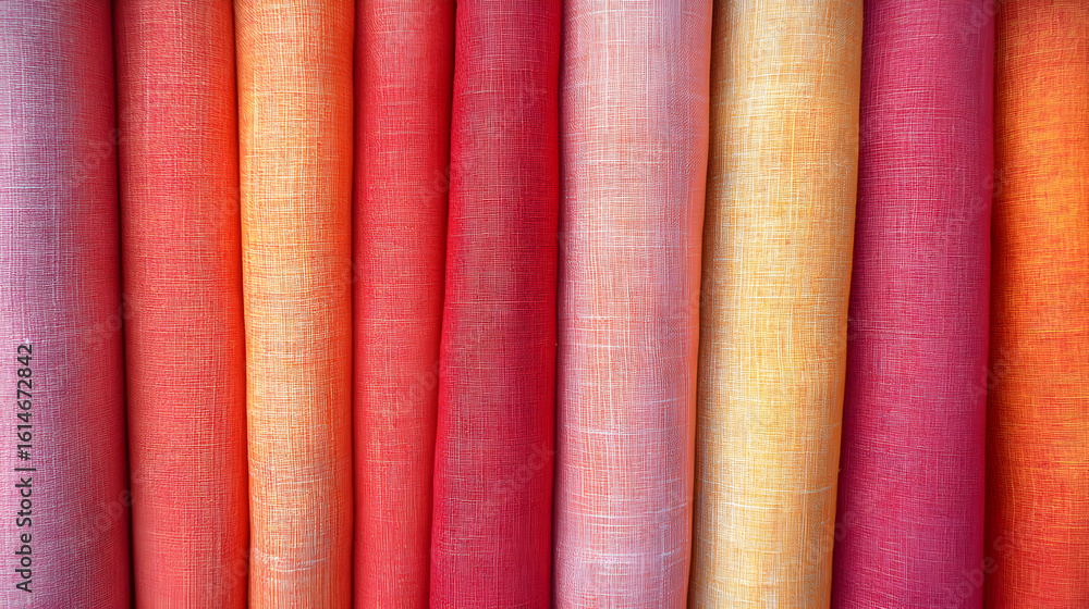 Colorful fabric rolls display Colorful fabric rolls display