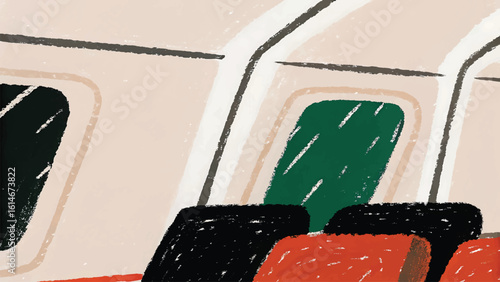 Abstract illustration depicting the interior of a vehicle with painted texture