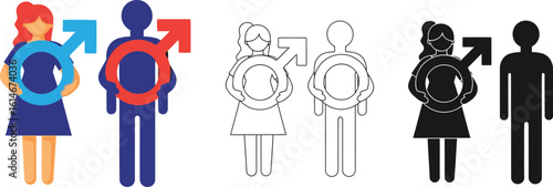 Gender symbols gender equality gender identity gender roles gender diversity gender issues gender icon set