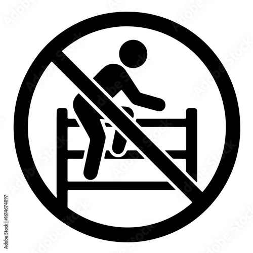 No Climbing Icon in Black and White Outline Style