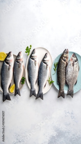 Fresh fish on plates