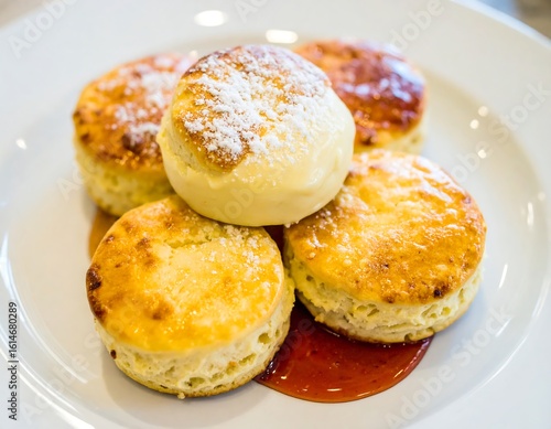 Wallpaper Mural Stack of scones topped with powdered sugar and jam Torontodigital.ca