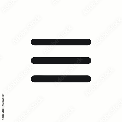 Graphic design element consisting of three horizontal black lines on a white background, representing a menu or navigation icon in a minimalist style.