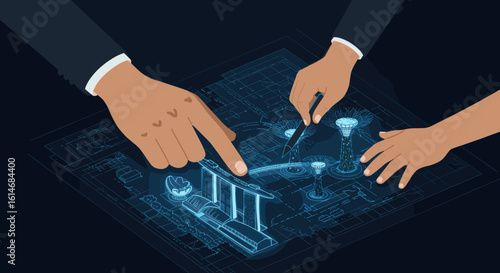ands from different generations point to and design a digital blueprint featuring Singapore landmarks like Marina Bay Sands and Supertree Grove. 