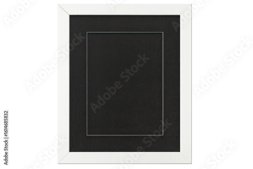 White frame with black passepartout showing empty space on transparent background