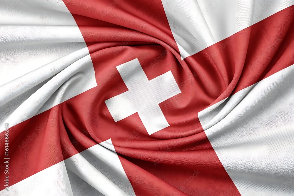 Fototapeta premium Waving english flag with red cross on white background
