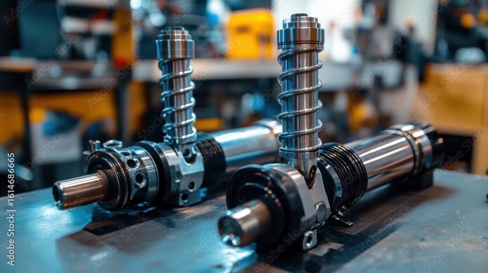 Naklejka premium Precision Engineered Components: A Glimpse into the World of High-Tech Manufacturing