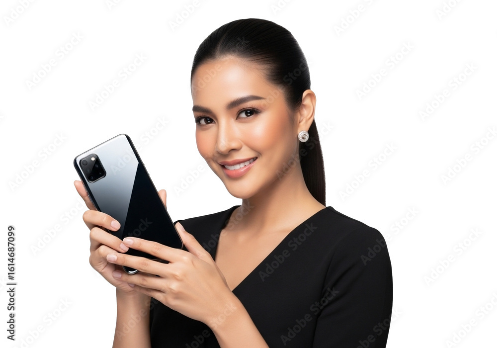 woman holding a mobile phone woman holding a mobile phone