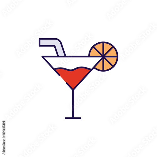 Cocktail icon design with white background stock illustration