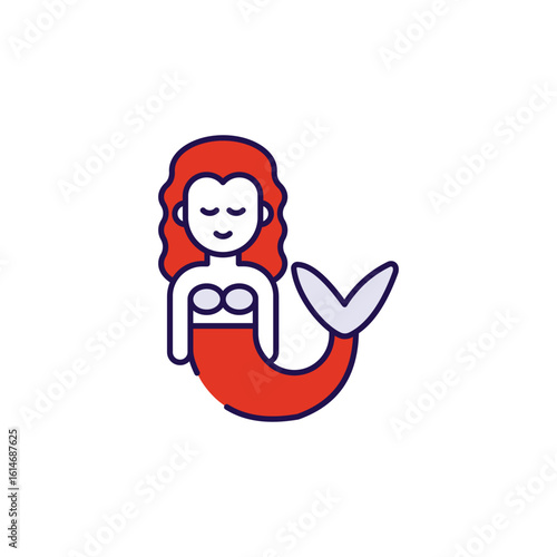 Mermaid icon design with white background stock illustration