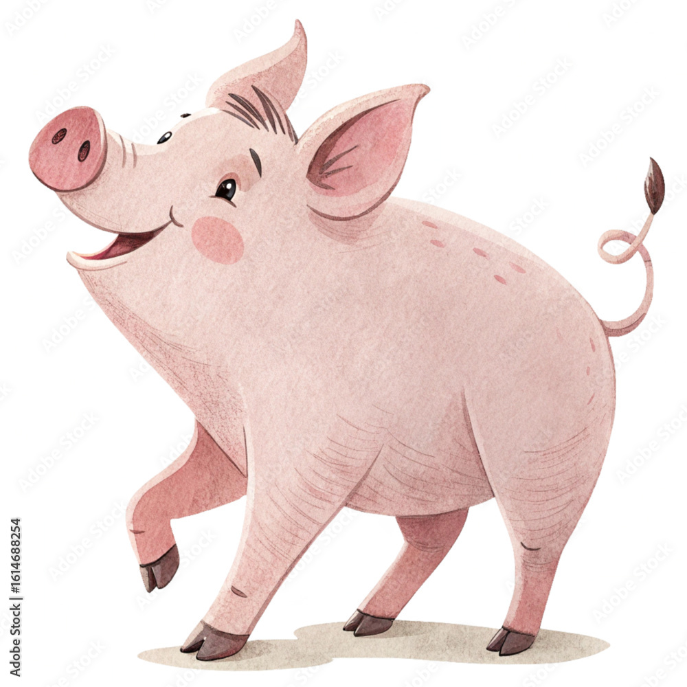 Naklejka premium A serene and lifelike depiction of a proud pig in a peaceful setting, with its gentle posture and natural presence