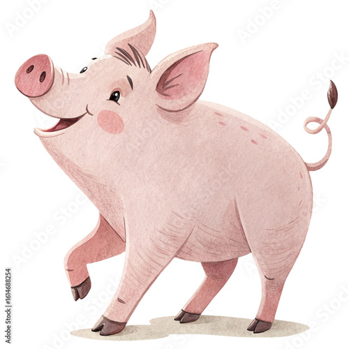 A serene and lifelike depiction of a proud pig in a peaceful setting, with its gentle posture and natural presence