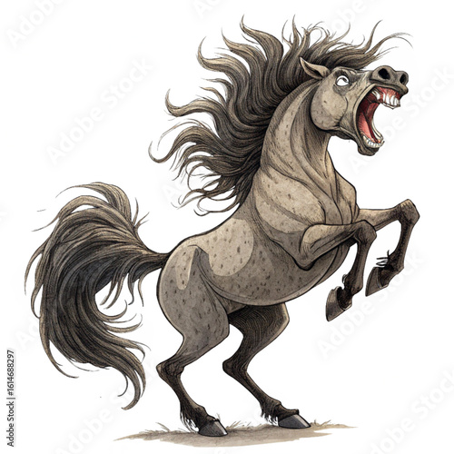 Fotografija A graceful unicorn with a glowing horn, captured in a magical, fantastical setti