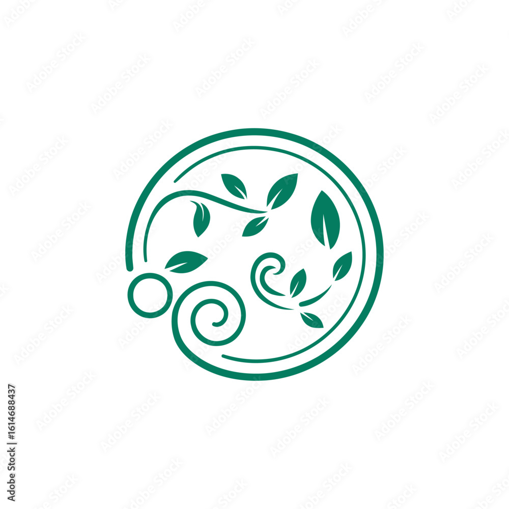 Obraz premium Green leafy circle logo
