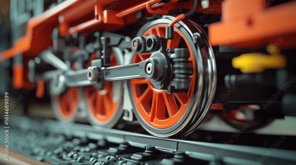 Fototapeta premium Close-up of a Vintage Steam Locomotive's Wheels
