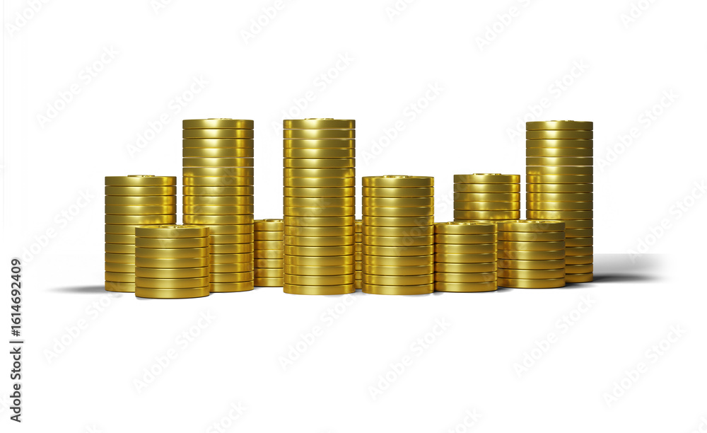 Golden Coin Stacks: Gleaming stacks of golden coins stand as a testament to wealth and prosperity, representing investment potential and financial growth. Golden Coin Stacks: Gleaming stacks of golden coins stand as a testament to wealth and prosperity, representing investment potential and financial growth.