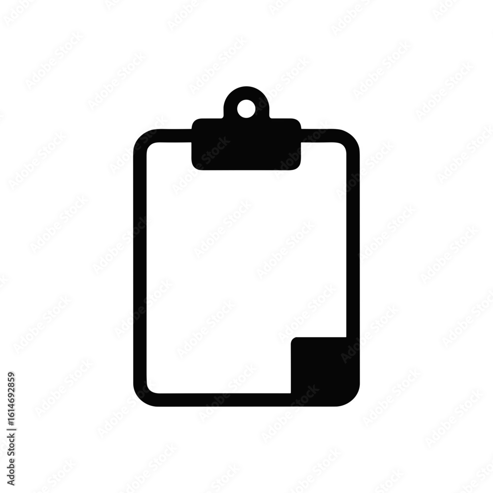 Black clipboard with paper vector icon Black clipboard with paper vector icon