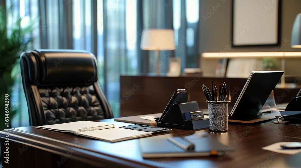 Naklejka premium desk business office closeup