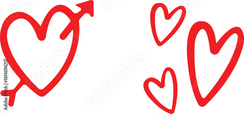 Art & IllustrationHeart icon set.Collection of heart illustration with different style. Heart shape Isolated on white background.A flat color heart set icon editable. Grunge rough brush stroke romance