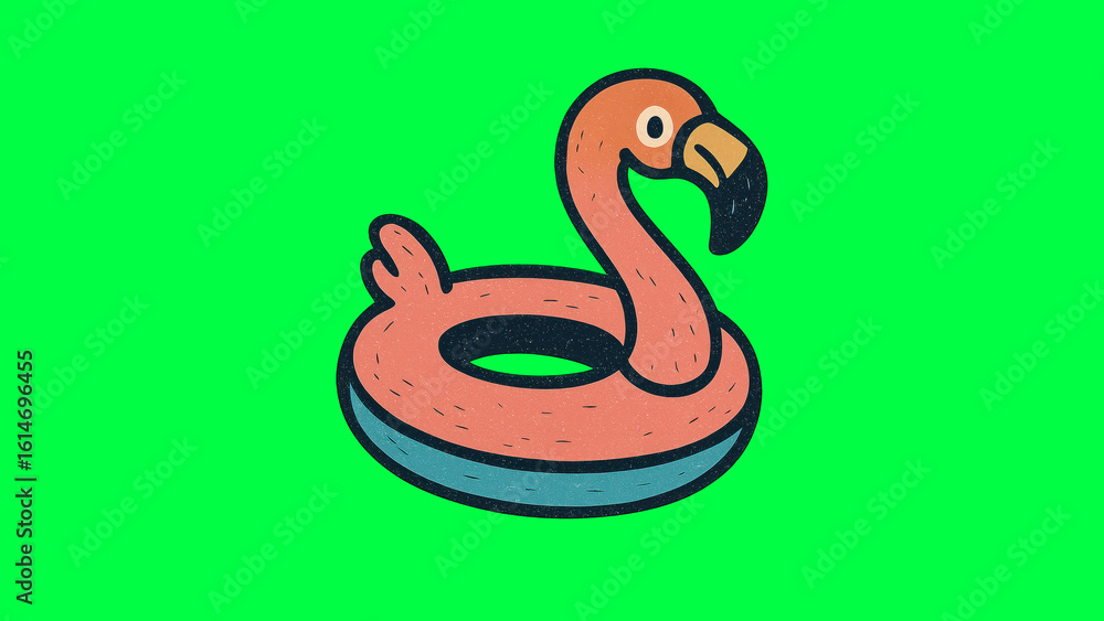 Obraz premium Cartoon flamingo pool float
