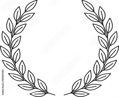 Laurel wreath single  outline vector icon