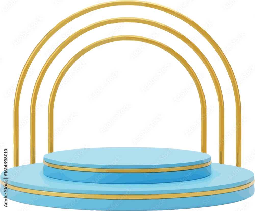 Fototapeta premium Product display podium blue and gold minimalist design for advertising and presentation use