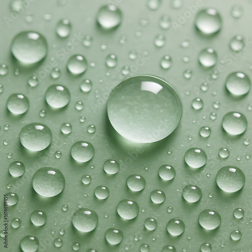 Wallpaper Mural Macro shot of water droplets on smooth green surface with natural light Torontodigital.ca