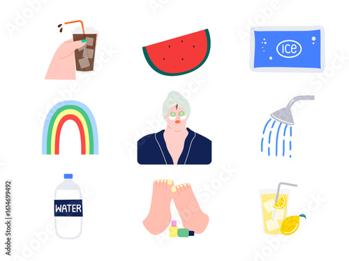 Summer Vacation Vector Illustration Set