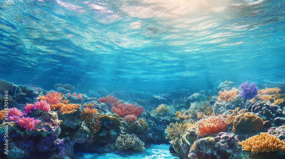 Fototapeta premium turquoise coral reef water color