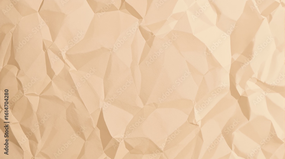 Obraz premium Textured Beige Crumpled Paper Background with Geometric Folds and Soft Shadows