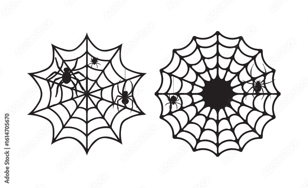 Halloween spiders and web silhouette design, Spider web black silhouette icon, spider, leaf, monochrome, vector illustration eps 10 Halloween spiders and web silhouette design, Spider web black silhouette icon, spider, leaf, monochrome, vector illustration eps 10