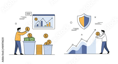 Illustrating financial growth strategies safeguarding investments and achieving economic prosperity through careful planning and smart decision making