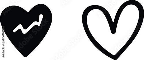 Art & IllustrationHeart icon set.Collection of heart illustration with different style. Heart shape Isolated on white background.A flat color heart set icon editable. Grunge rough brush stroke romance